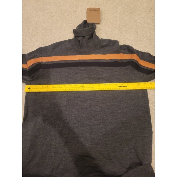 NWT Burberry Turtleneck Sweater Mens XL 100% Merino Wool Charcoal Grey M… - Picture 4 of 8